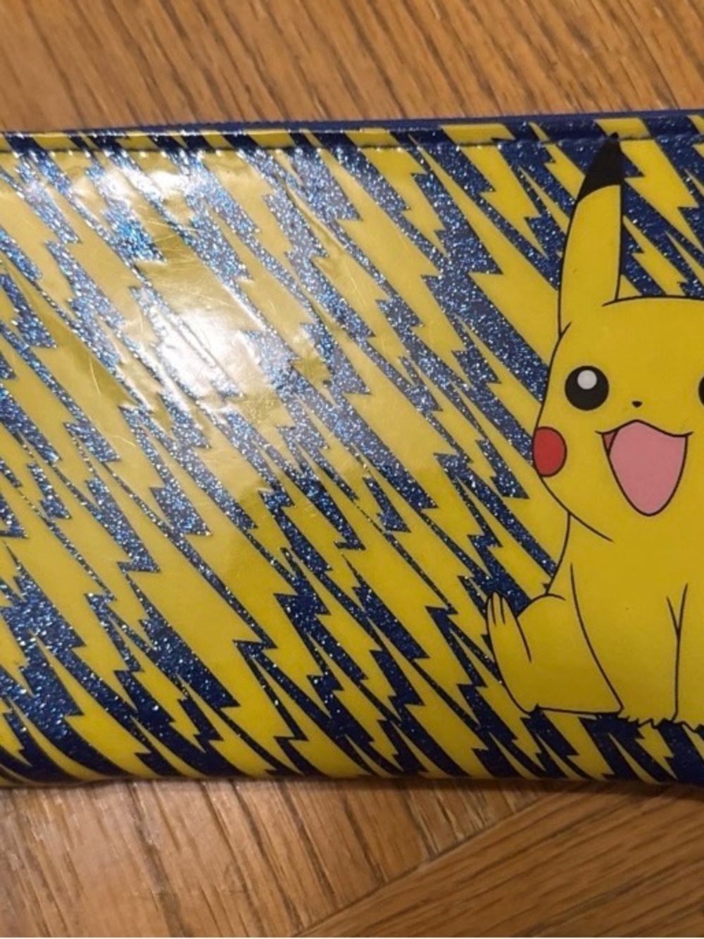 Pokemon Yellow Pikachu Wallet with Blue Lightning Pattern